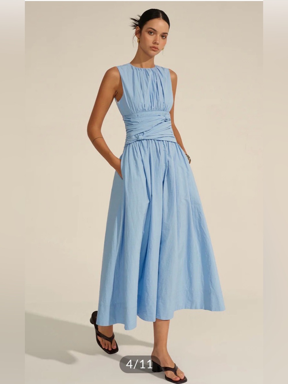 Commense Ruched Waist Maxi  Dress